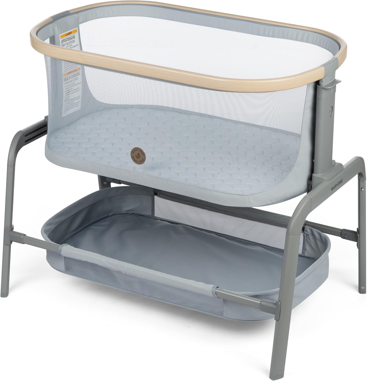 Maxi-Cosi Iora Baby Bassinets Bedside Sleeper, Portable Bassinet, Infant Bedside Sleeper Crib, Height Adjustable, Breathable Mesh, Large Storage Basket, Truffle