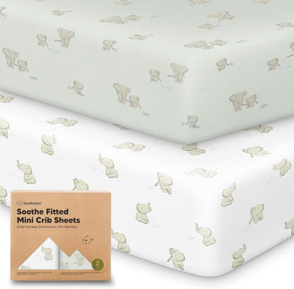 2-Pack Mini Crib Sheets Fitted - 38x26 Pack N Play Sheets for Pack and Play Mattress, Organic Cotton, Soft & Breathable Playard Bedding, Neutral Mini Toddler Bed Cover for Boys, Girls (Dragon Tale)