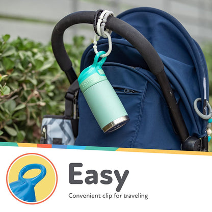 Nuby Thirsty Kids No Spill Flip-It Reflex Stainless Steel Travel Cup or Water Bottle - 10 Oz - 18+ Months - Pink - Back to School Essentials