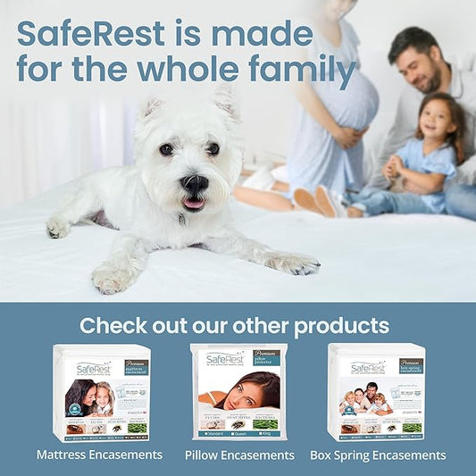 SafeRest Waterproof Crib Size Mattress Protector - Fitted with Stretchable Pockets - Machine Washable Cotton Blend Mattress Cover for Bed