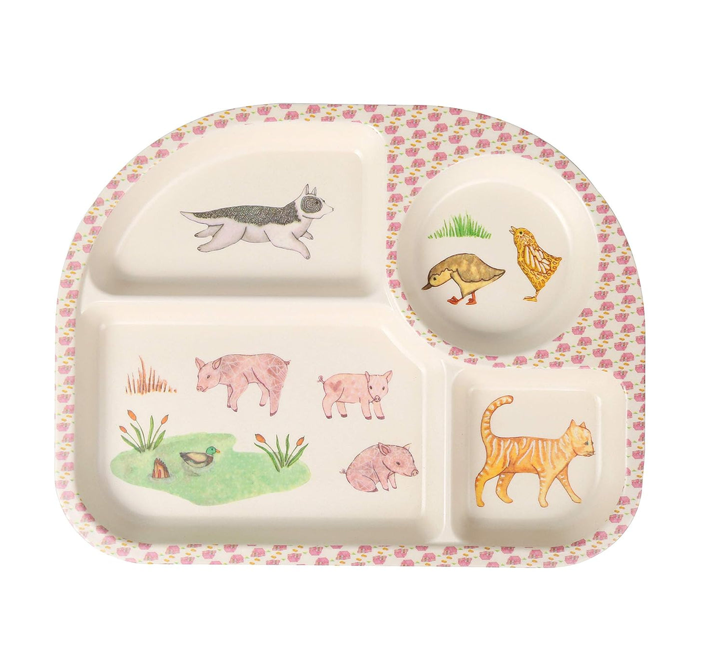 shopwithgreen 7Pcs/Set Bamboo Kids Dinnerware Set - Children Dishes - Food Plate Bowl Cup Spoon Fork Set Dishware, Cartoon Tableware, Dishwasher Safe Kids Healthy Mealtime, BPA Free