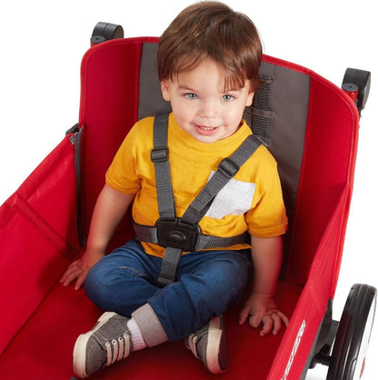 Radio Flyer City Luxe Stroll 'N Wagon, for Ages 1+, 3-in-1 Push or Pull, with Bench Mode, Easy Fold, UV Canopy, 5-Point Harnesses, Front Caster Wheels & 12" Rear Wheels, Stroller Wagon for Kids