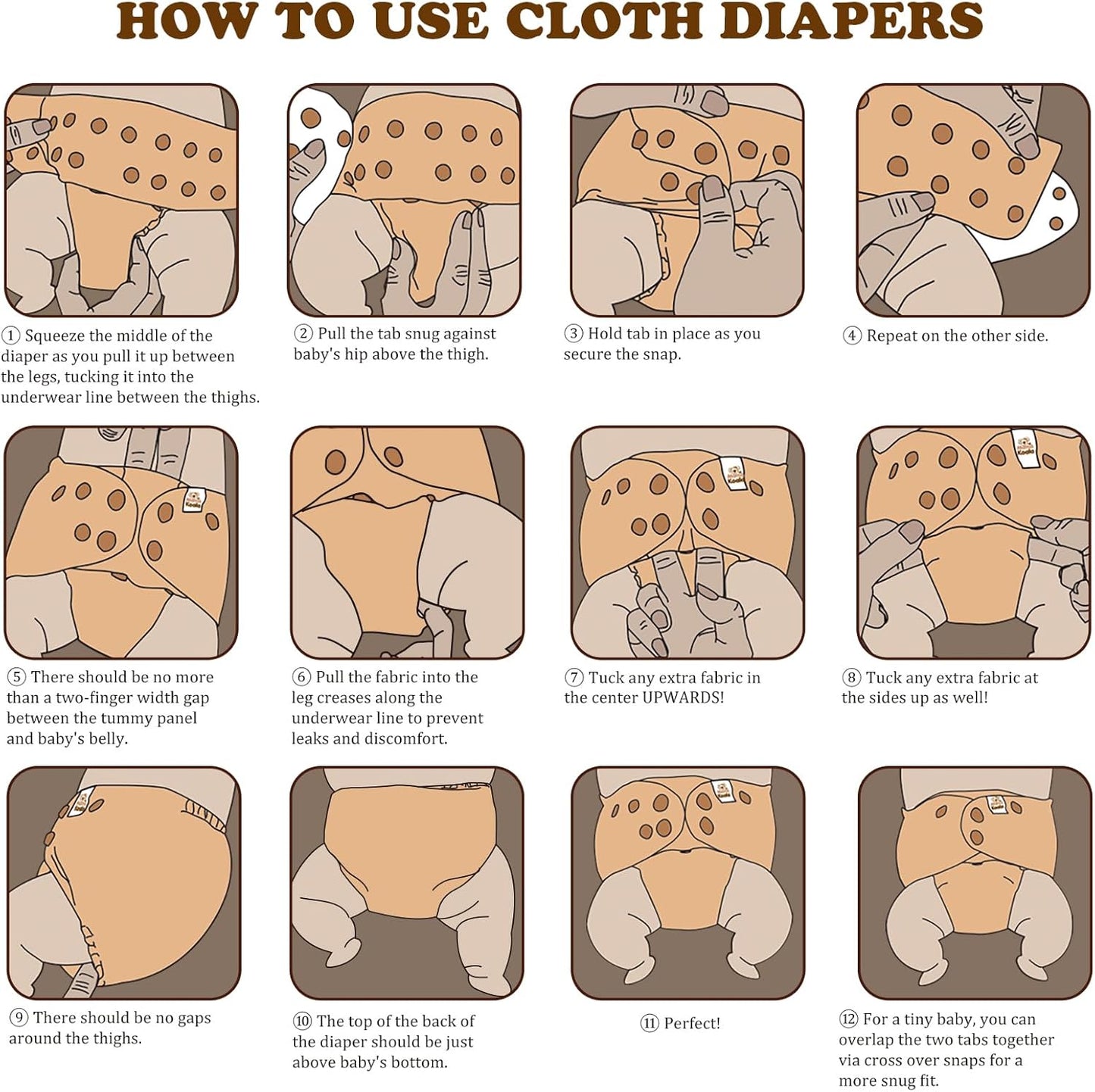 Mama Koala 3.0 Pocket Cloth Diapers for Babies with AWJ Lining, 6 Pack with 6 4-Layer Natural Cloth Diaper Inserts - Reusable and Washable Pocket Diapers(Hardworking Bees) - Colors A