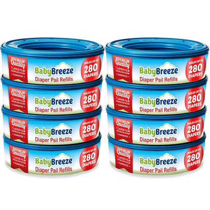 Diaper Pail Refill Bags Compatible with Playtex Diaper Genie- 1960 Count (7 Sets of 1 Pack) – by BabyBreeze