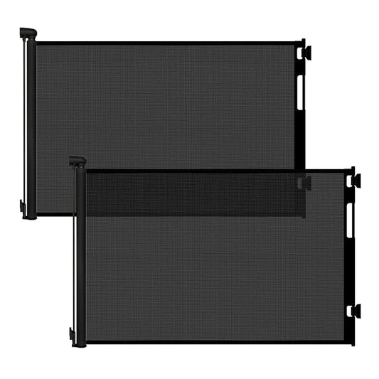 (2 Pack) Retractable Baby Gates for Doorways, Mesh Dog Gate for Stairs, Pet Gate Indoor, Extends to 55" Wide 33" Tall, Safety Toddlers Gates for Hallways, Indoor & Outdoor Use, Black
