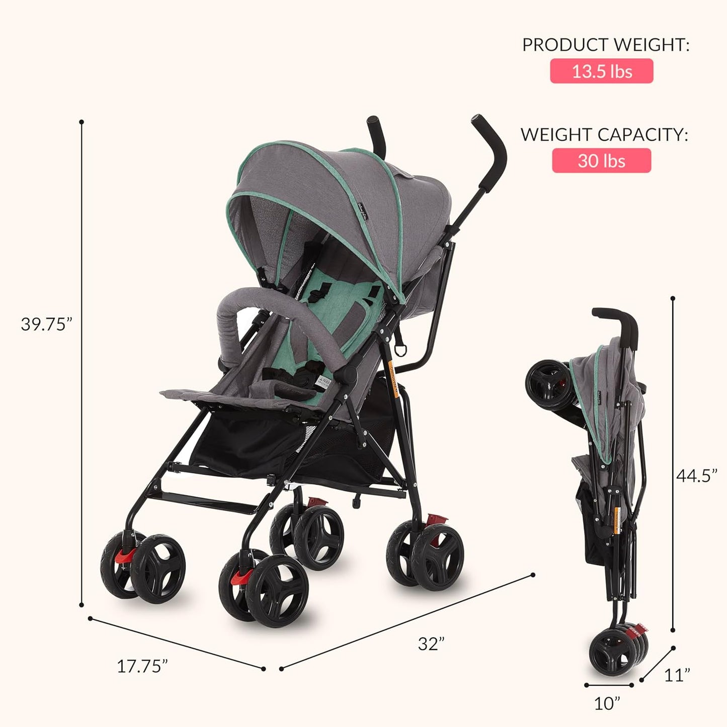 Dream On Me Vista Moonwalk Stroller, Disney Approved Lightweight Stroller for Toddlers and Infants, One-Hand Fold, Reclining Seat, Canopy with Sun Visor, Everyday & Travel Ready