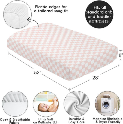Sweet Jojo Designs 2-Piece Baby Bassinet Sheets Set (Black/White Gingham Checkered Plaid) for Boy/Girl, Infant Newborn Nursery, Oval, Rectangle & Hourglass Mattress (Solid Onyx & Classic Checkerboard)