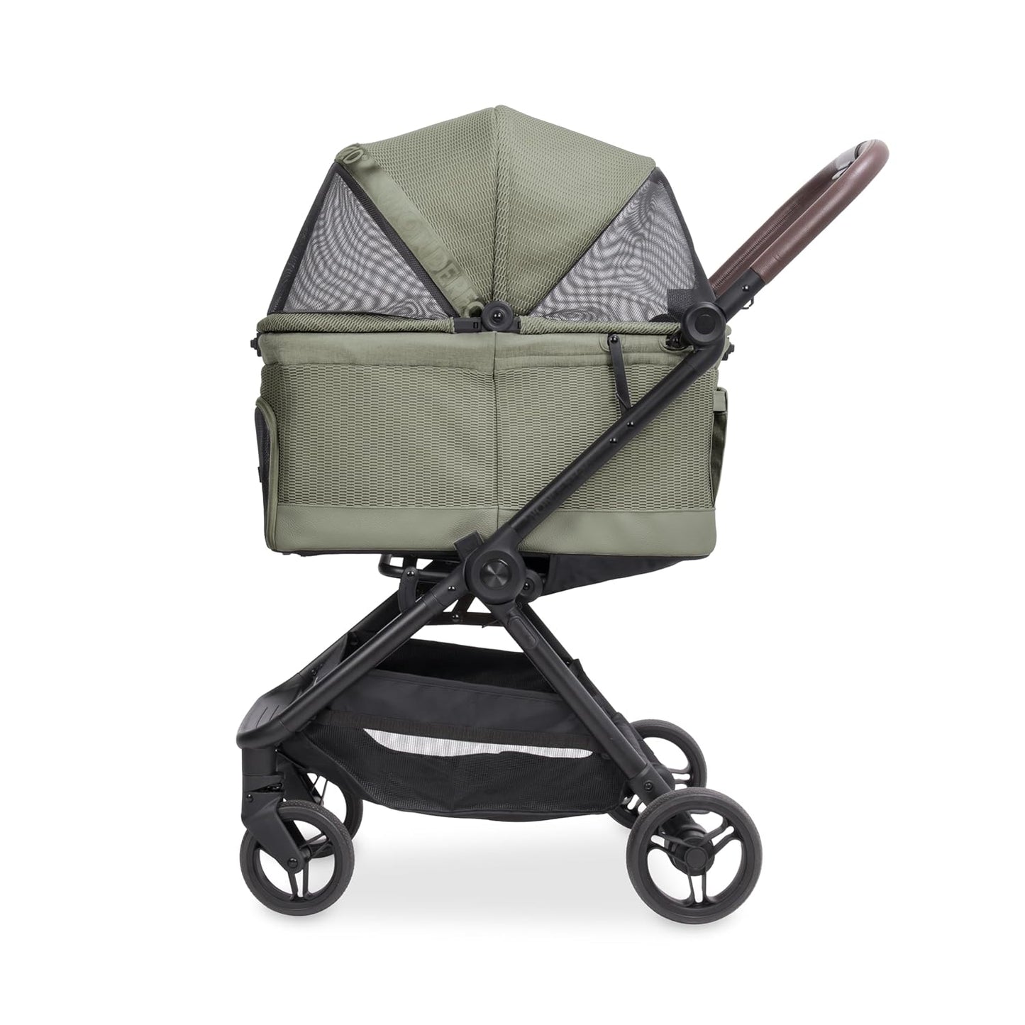 WonderFold Bella Pet Stroller - Autofold Design with Lightweight Aluminum Frame, Breathable Carriage Fabrics and Canopy, Safety Tethers & Easy-Clean Interior - Graphite Black