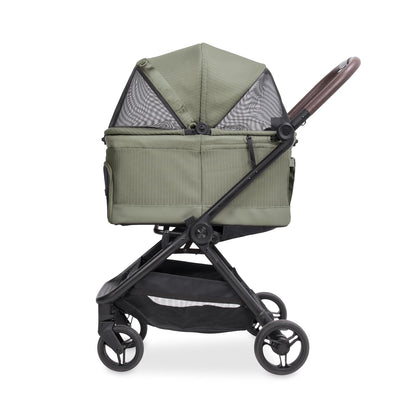 WonderFold Bella Pet Stroller - Autofold Design with Lightweight Aluminum Frame, Breathable Carriage Fabrics and Canopy, Safety Tethers & Easy-Clean Interior - Graphite Black