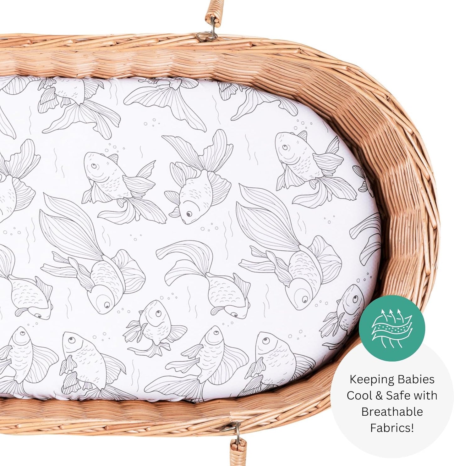 Bassinet Sheets for Papablic, CoZee, Cowiewie, Ezebaby, Nawahev Baby Bassinet Bedside Sleeper by TansyPanda, 3PC, 33x20, Ultra Soft, Breathable Snug Fit, Unisex Boys Girls, Gray White (Space Rockets)