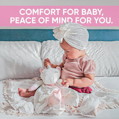 Love By Emi 4 in 1 Baby Lullaby Sleep Soother Toy - Stuffed Animal Sound Machine & Pacifier Holder | Heartbeat White Noise & Music | Plush White Tiger Lovey Sleep Aid Security Blanket (0-3 Years)