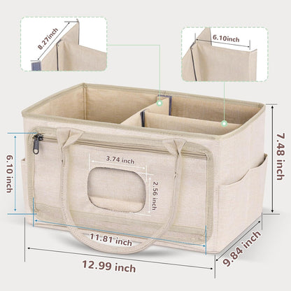 Volnamal Diaper Caddy with Wipe Dispenser One-Handed Access, Premium Diaper Organizer, Portable Car Organizer Nursery Basket for Newborn Essentials, Baby Registry Must Haves for Boys & Girls,Grey