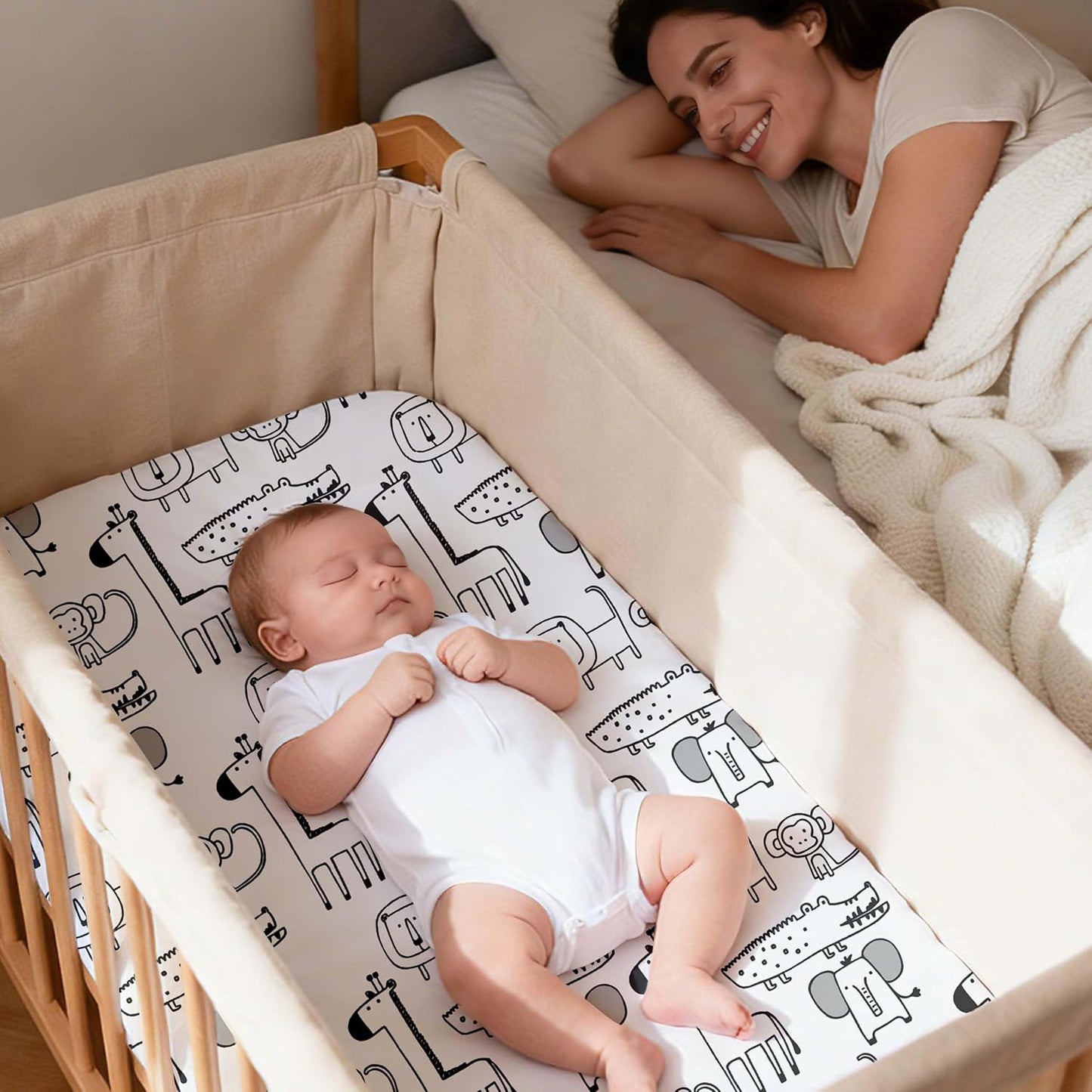 Bedside Sleeper Bassinet Fitted Sheets 20 x 33, 3 Pack Baby Delight Beside Me Dreamer,Babybond,Jimglo,koola,cowiewie,fodoss, Dream On Me Baby Square Bassinet, Pink Animal