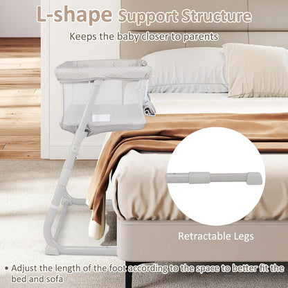 INFANS Over Bed Bassinet for Baby, Bedside Sleeper with Lowering Wall for Easy Access, Safe Close Sleeping, Adjustable Height, Storage, Newborn Infant Girls Boys (White)