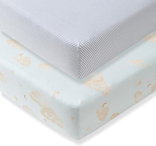 Burt's Bees Baby Essential Organic Cotton Fitted Crib Sheet, Breathable for Boy Girl Standard Crib & Toddler Mattresses