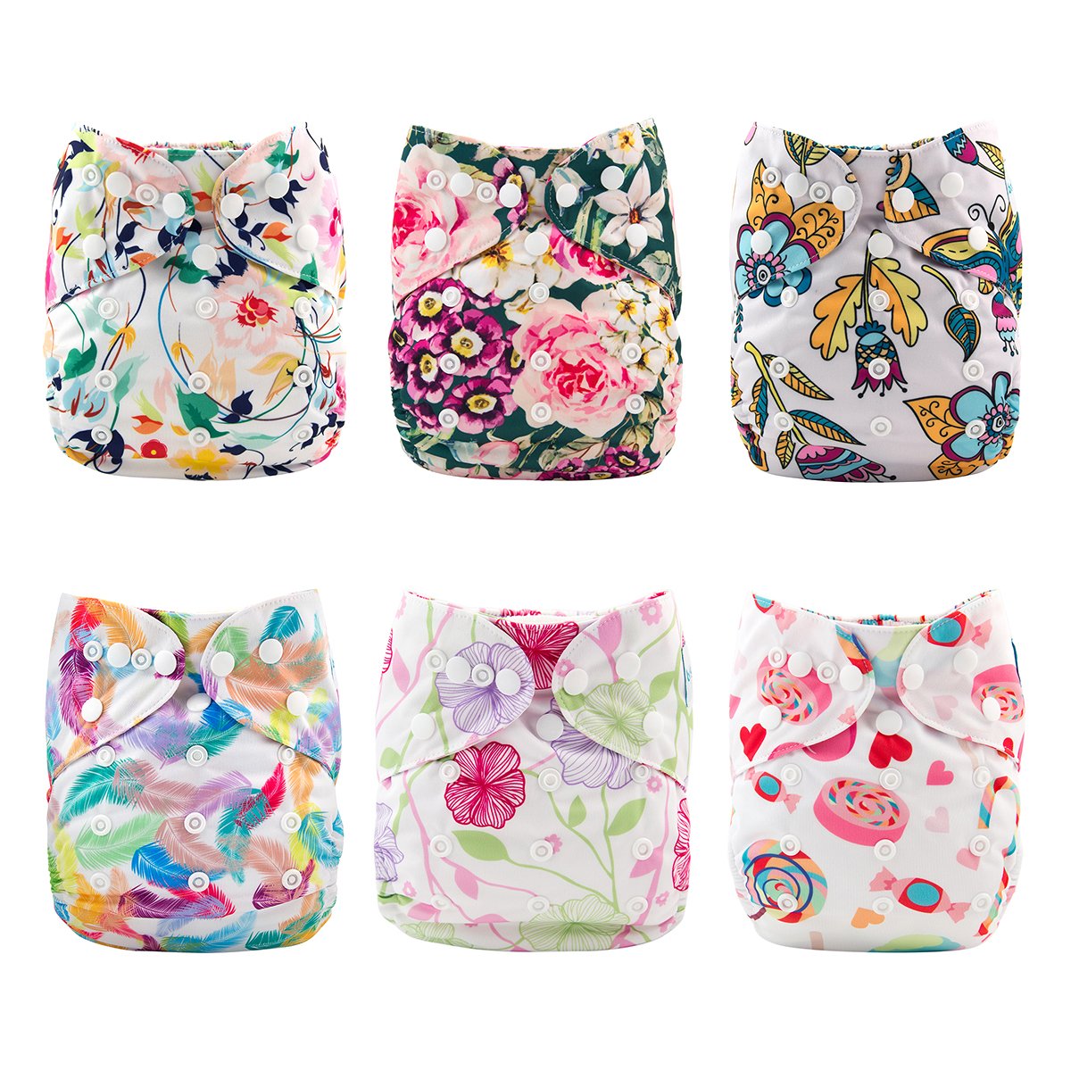 babygoal Cloth Diaper Covers 6 Pack with Wet Bag for Fitted Diapers and Prefolds with Double Gussets, Adjustable and Reusable for Baby Boys and Girls
