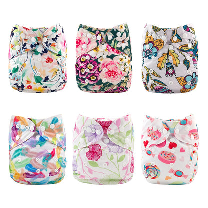 babygoal Cloth Diaper Covers 6 Pack with Wet Bag for Fitted Diapers and Prefolds with Double Gussets, Adjustable and Reusable for Baby Boys and Girls