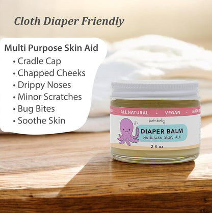 Diaper Balm by Balm Baby – Natural Organic Diaper Rash Cream & Multipurpose Baby Skin Ointment with Organic Calendula, Vegan - Soothing, Healing, Moisturizing – Newborn Cradle Cap