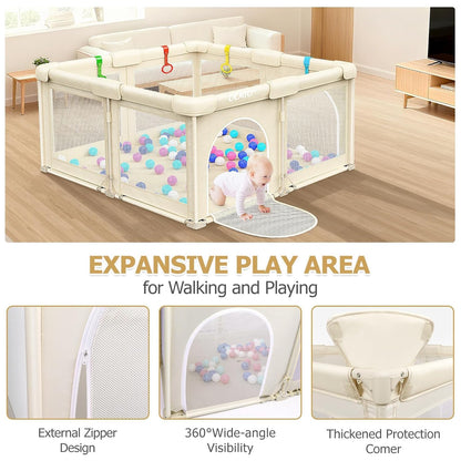 OCATO Baby Playpen Play Pen: Foldable Playpen for Babies and Toddlers Playard for Indoor Outdoor Activity Center Game Fence Safety Area Toddler Play Pen for Babies 6-12 Months Baby Gifts (50" × 50")