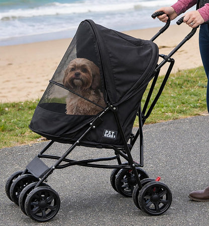Pet Gear Travel Lite Plus Stroller, Compact, Easy Fold, No Assembly Required, Large Wheels for Cats and Dogs up to 15 pounds, Light Pink