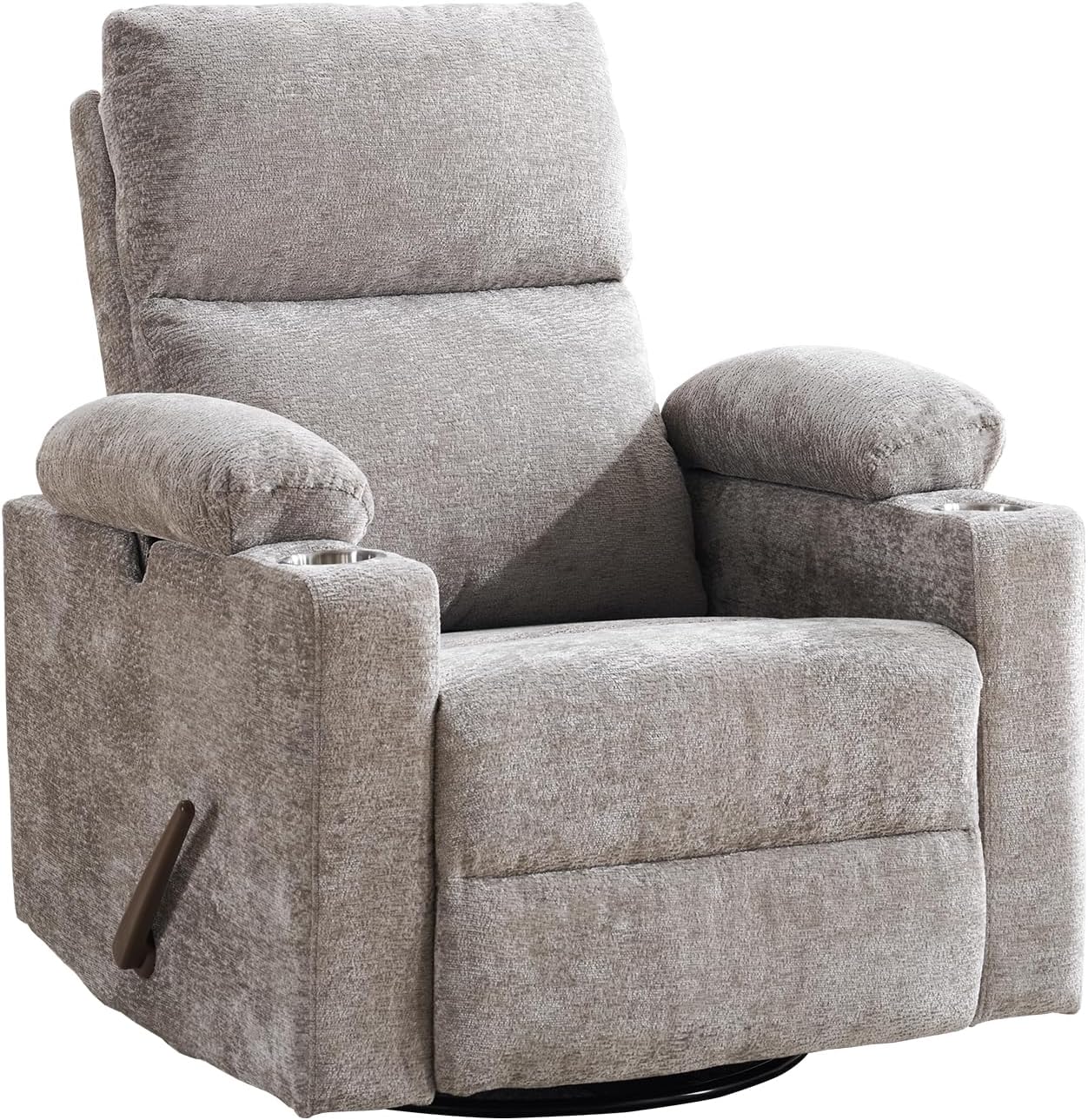Rocking Chair Nursery with Adjustable Armrest for Breastfeeding, Glider Recliner Nursery Chair with Massage and Heat, Power Swivel Rocker Recliner with Adjustable Headrest, Corduroy, Beige