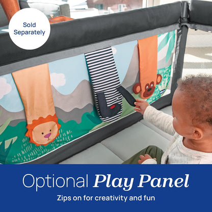 Chicco Dash Instant Setup Play Yard, Portable Crib with Removable Bassinet, Playpen for Babies and Toddlers | Charcoal/Grey