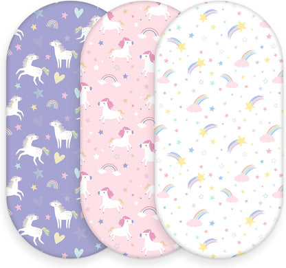 Baby Bedside Bassinet Sheets Girl, 33”x20” Compatible with Baby Delight Dream On Me & Most Rectangle Bedside Sleeper Bassinet Mattress, Super Soft Microfiber Pink Butterfly Flower