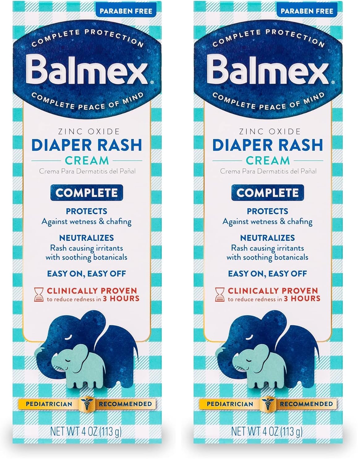 Balmex Complete Protection Baby Diaper Rash Cream with Zinc Oxide + Soothing Botanicals, 4 Ounce