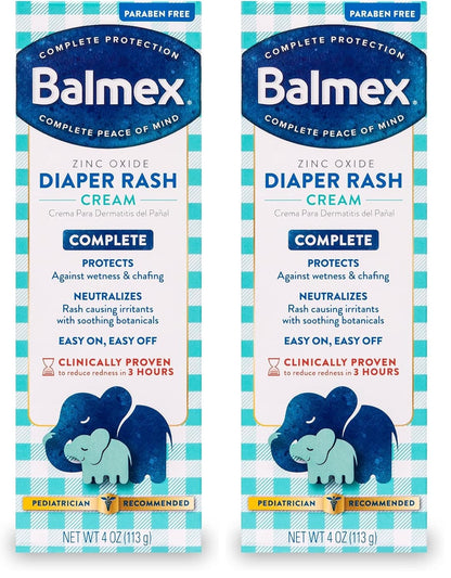 Balmex Complete Protection Baby Diaper Rash Cream with Zinc Oxide + Soothing Botanicals, 4 Ounce