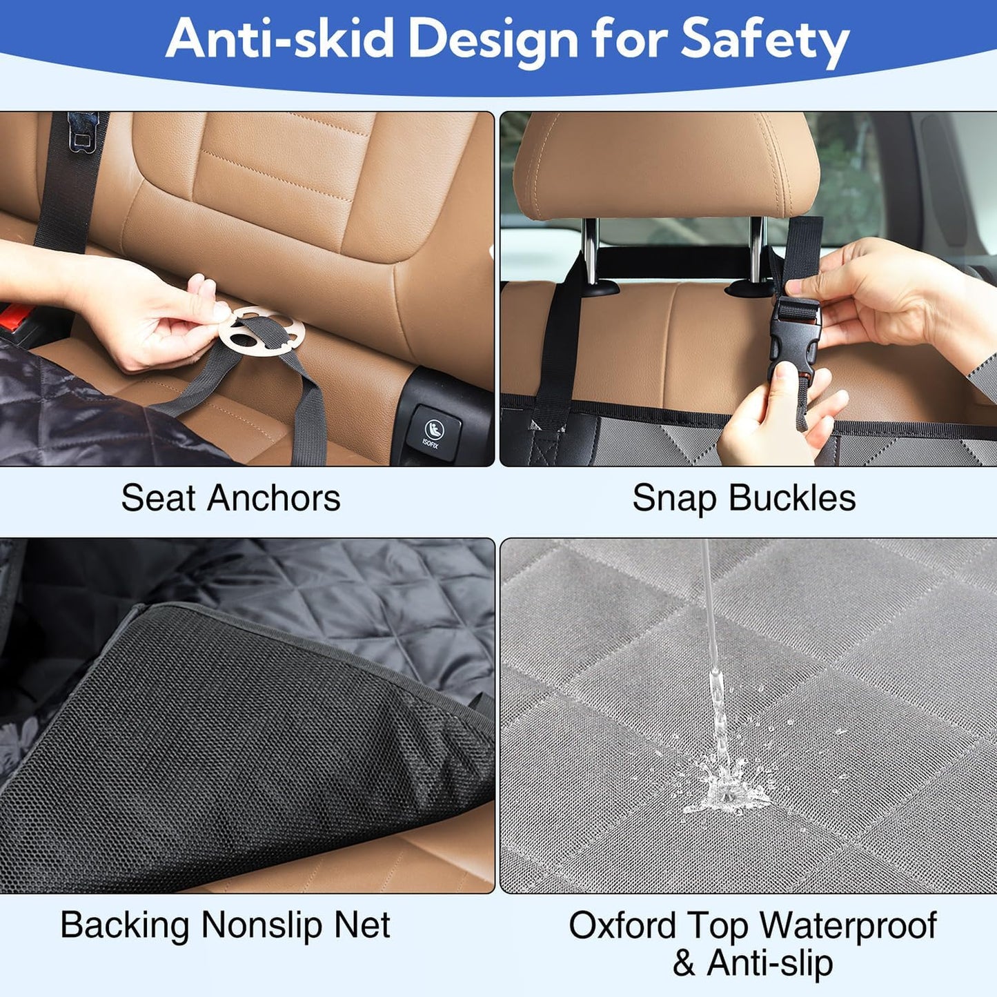 Kytely Dog Car Seat Cover for Back Seat,600D Heavy Duty Dog Hammock for Car with Side Flap,100% Waterproof Pet Backseat Cover, Anti-Scratch Nonslip Pet Seat Protector for Cars Trucks and SUV