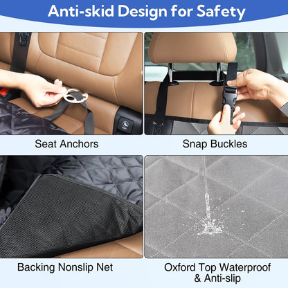 Kytely Dog Car Seat Cover for Back Seat,600D Heavy Duty Dog Hammock for Car with Side Flap,100% Waterproof Pet Backseat Cover, Anti-Scratch Nonslip Pet Seat Protector for Cars Trucks and SUV