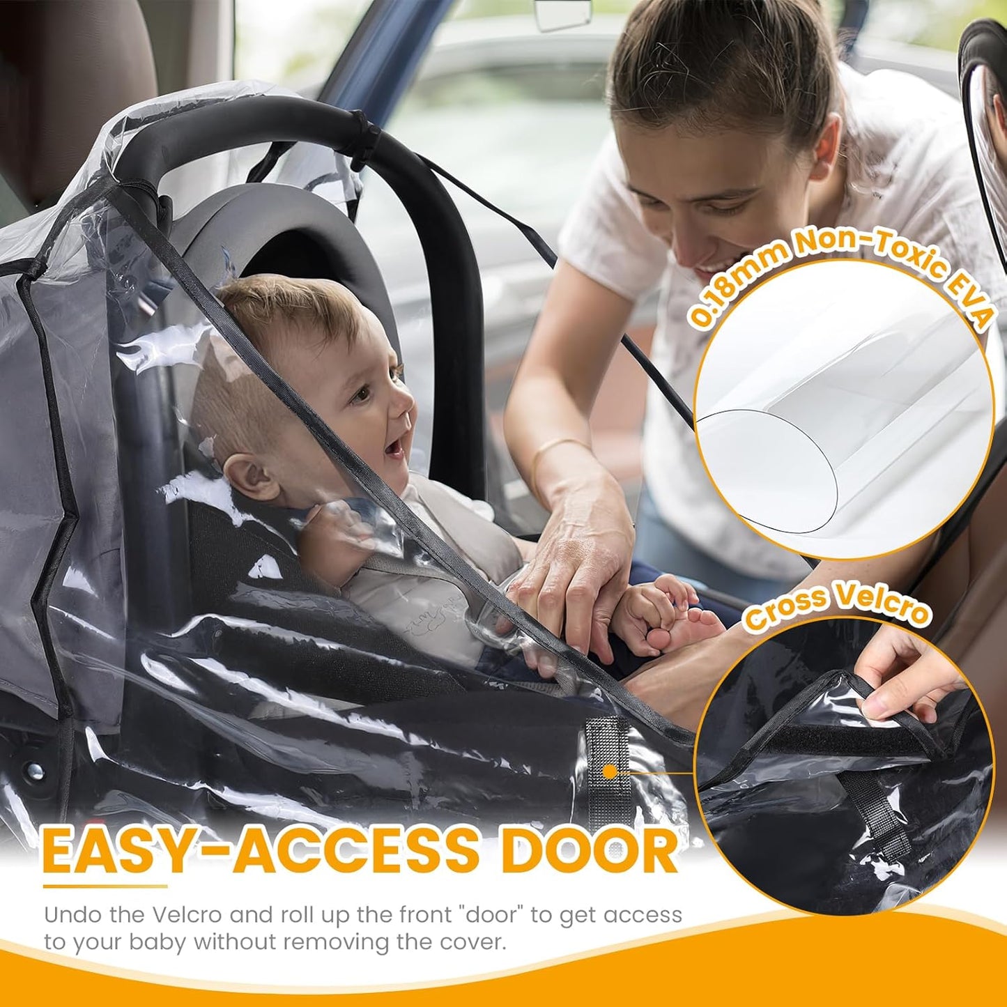 Car Seat Rain Cover, Compatible with Doona Infant Car Seat Stroller, Universal Rain Cover with Window for Waterproof, and Windproof, Breathable Baby Travel Weather Shield Stroller Accessories, Black