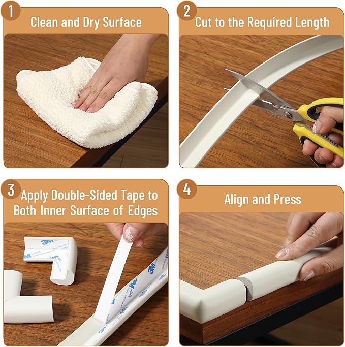 Mr. Pen- Furniture Corner & Edge Safety Bumpers, Small, 15ft Edge & 4 Corners, Baby Proof Corners and Edges, Baby Proofing Corner Guards, Baby Corner Protector Guards, Edge Protector for Baby