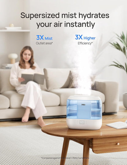 Dreo Smart Humidifiers for Bedroom, Top Fill 4L Supersized Humidifier Large Room with 28 dB, 36H Runtime, Touch/APP/Voice Control, Nightlight, Cool Mist Humidifiers for Baby, Plants, Indoor, Black