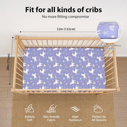 Baby Mini Crib Sheets Girl, Portable 38”x26” Pack and Play Sheets Fitted for Playard and Pack N Play Mattress, 3-Pack Soft Microfiber Pink Rainbow