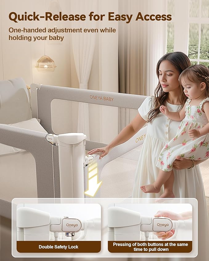 Bed Rails for Toddlers 3 Pack, Thickened & Reinforced Baby Rail Guard with No-Nail Design, Height Adjustable Toddler Rails for King Size, Kids Safety Bed Side Rails,Grey (74.8x78.7x78.7in)