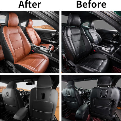 Custom Fit Ford Mustang Convertible Seat Cover 2015 2016 2017 2018 2019 2020 2021 2022 2023 2024 2025 2026, Faux Leather Car Seat Cover Full Set (Convertible-Red+Balck)