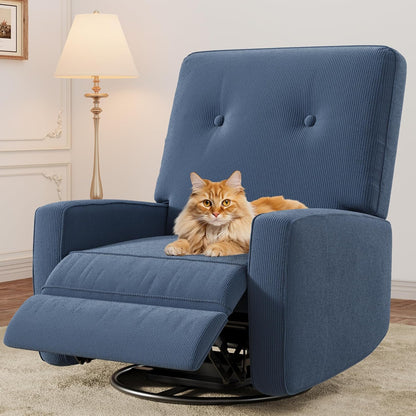 IDEALHOUSE Recliner Chair, 360° Swivel Rocking Glider Chair for Adults with Adjustable Backrest & Footrest, Cozy Linen Upholstered Armchair for Living Rooms, Bedrooms, Apartments, Beige