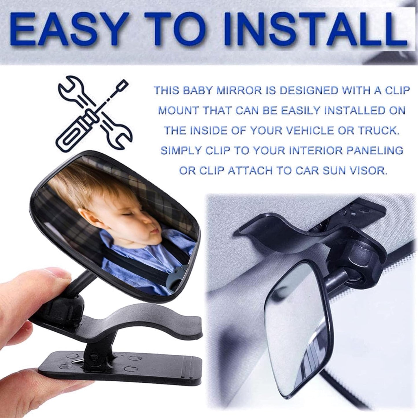 Baby Car Mirror - Adjustable Wide Angle Rearview for Infant Toddler Backseat Safety