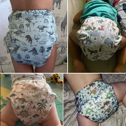 Mama Koala 3.0 Pocket Cloth Diapers for Babies with AWJ Lining, 6 Pack with 6 4-Layer Natural Cloth Diaper Inserts - Reusable and Washable Pocket Diapers(Hardworking Bees) - Colors A