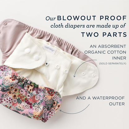 Esembly Cloth Diaper Cover - Reusable Swim Diaper, Waterproof, Breathable - Adjustable Outer Layer Over Absorbent Inner for Blowout Protection - Sea Glass, Size 2 (18-35lbs)