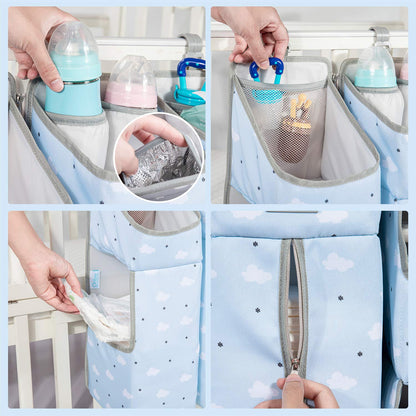 Orzbow 3-in-1 Hanging Diaper Caddy Organizer for Changing Table, Nursery Organization and Diaper Stacker for Crib Wall, Removable Diaper Organizer for Baby Girl Essentials, Pink