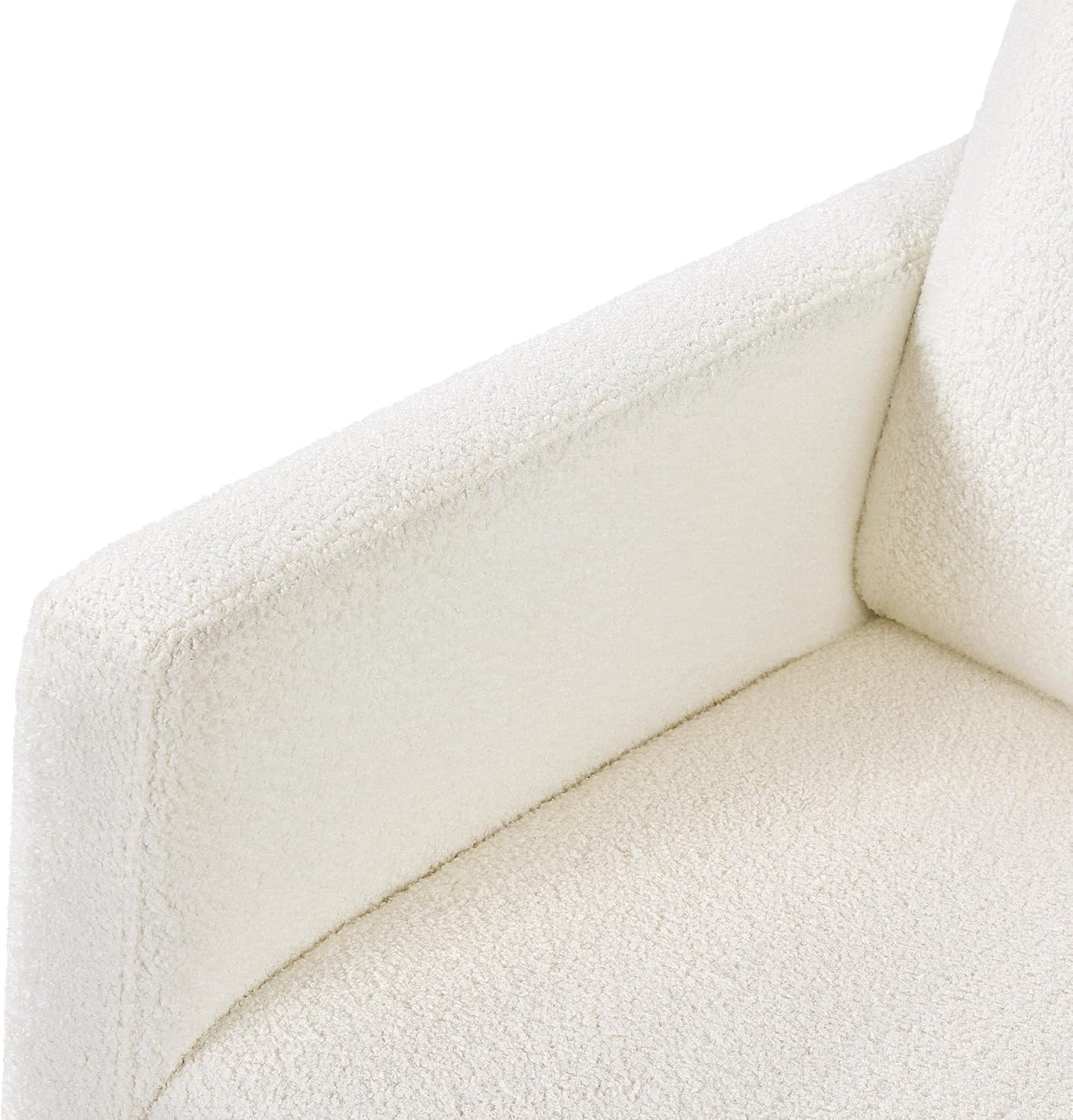 Yaheetech Upholstered Rocking Chair, Boucle Glider Chair Nursery Chair with High Back and Side Pocket, Rocking Accent Armchair with Rubber Wood Legs for Living Room/Bedroom/Nursery, Ivory