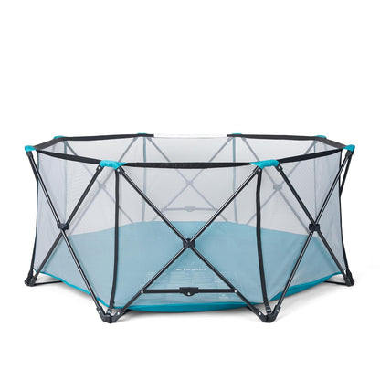 Regalo Safety My Play Deluxe Baby Playpen & Portable Play Yard with Canopy, Foldable 6-Panel Indoor Outdoor Playpen for Babies & Toddlers, Mesh Sides, Washable Nylon Bottom, 48", Aqua/Black