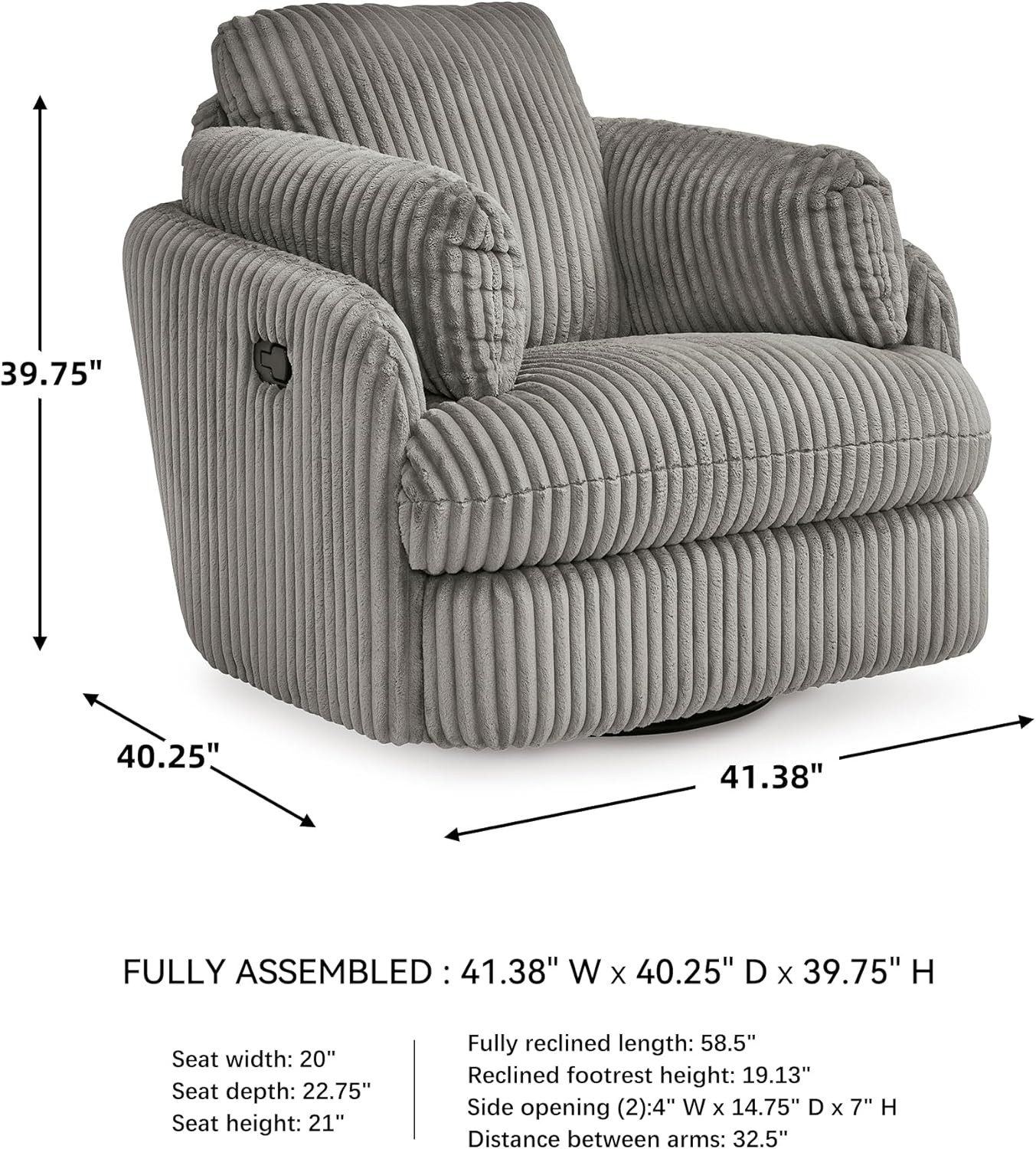 Signature Design by Ashley Tie-Breaker Cozy Contemporary Manual Press-Back Swivel Glider Rocker Recliner with 2 Bolster Pillows and Hidden Storage, White