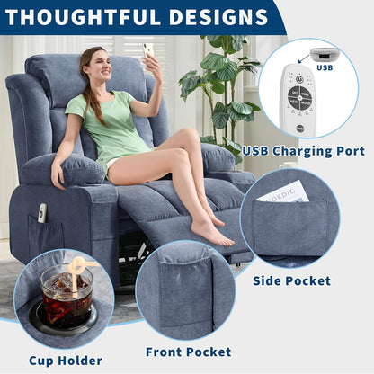 GarveeLife Rocking Recliner Chair for Nursery Glider Recliner with Cup Holder Swivel Rocker with Upholstered Deep Seat Comfy Single Sofa for Living Room Grey