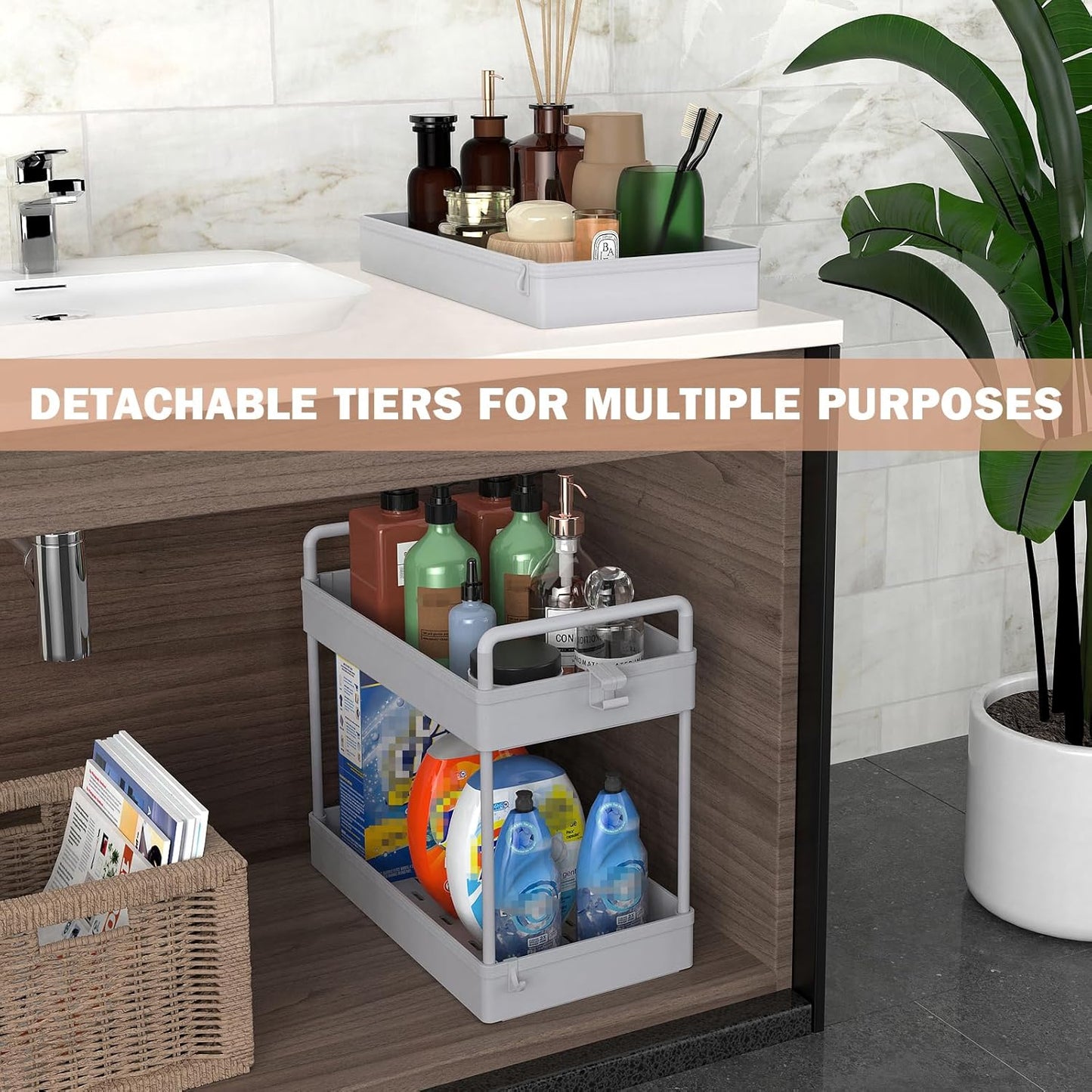 Ronlap 3 Tier Slim Rolling Storage Cart with Wheels Plastic Utility Cart Organizer for Snack Craft Art Postpartum Baby Diaper Nail Makeup in Bathroom Laundry Room Kitchen Bedside Narrow Space, White