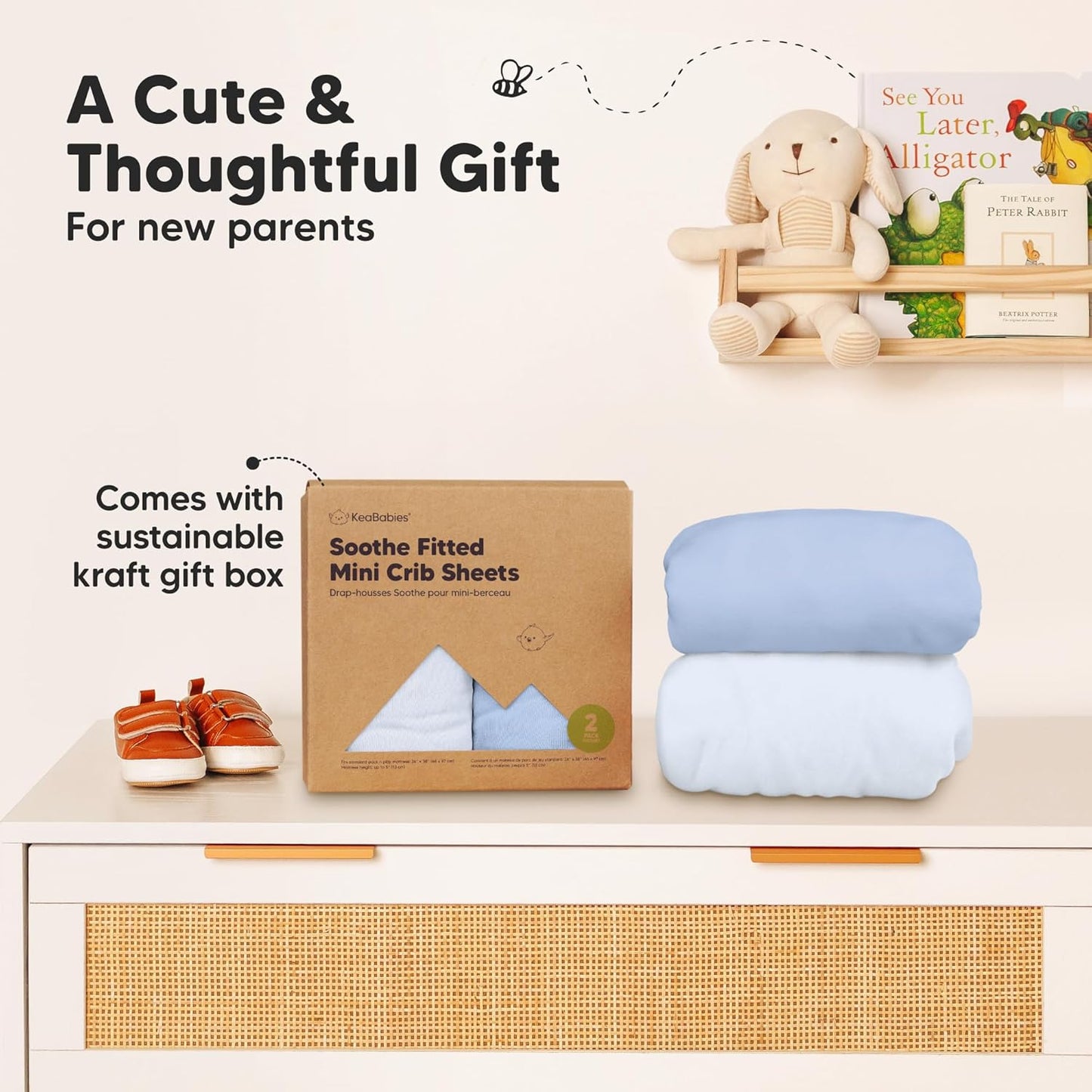 2-Pack Mini Crib Sheets Fitted - 38x26 Pack N Play Sheets for Pack and Play Mattress, Organic Cotton, Soft & Breathable Playard Bedding, Neutral Mini Toddler Bed Cover for Boys, Girls (Dragon Tale)