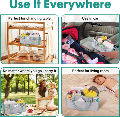 Baby Diaper Caddy Organizer for Boy or Girl Large Nursery Storage Bin Basket Portable Holder Tote Bag for Changing Table and Car Baby Shower Gifts Newborn Essentials Stuff Registry Must Haves Item