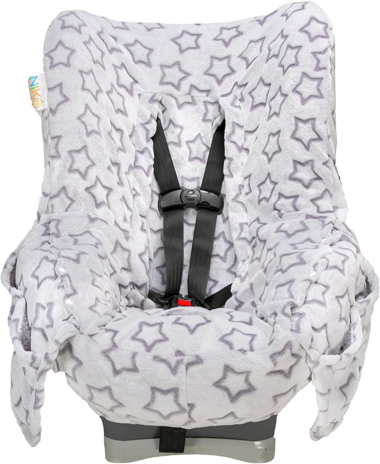 Niko Easy-Wash Children's Car Seat Cover & Liner - Cotton Jersey Gray & White Arrow Pattern - Universal FIT - Crash Tested - Waterproof SEAT Bottom - Easy to Clean - Machine Washable